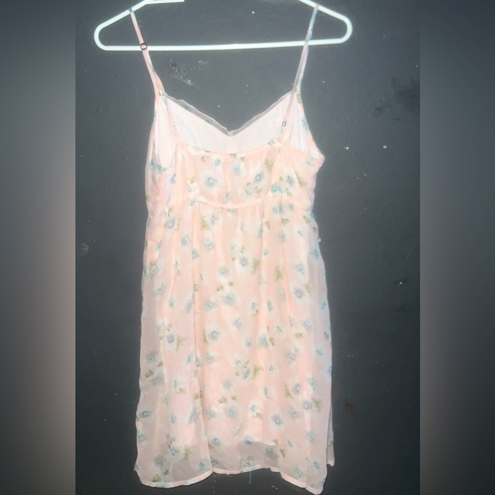 Pink dress with flowers on it soft, and flowy dress